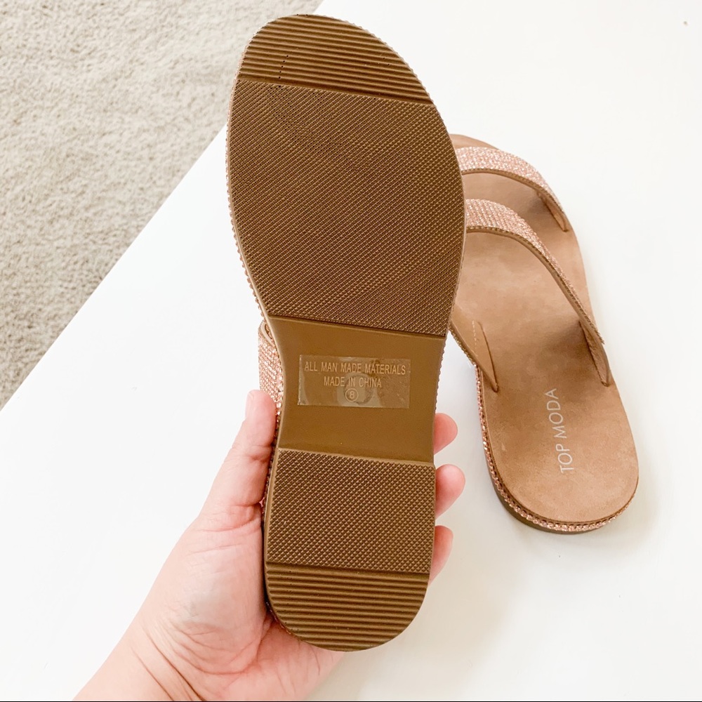 Top Moda Rosegold Rhinestone Sandals Tyson-9 - Picture 6 of 8